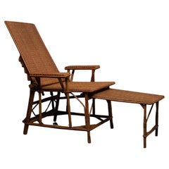 Wooden and rattan armchair, modular lounge chair from the 1940s