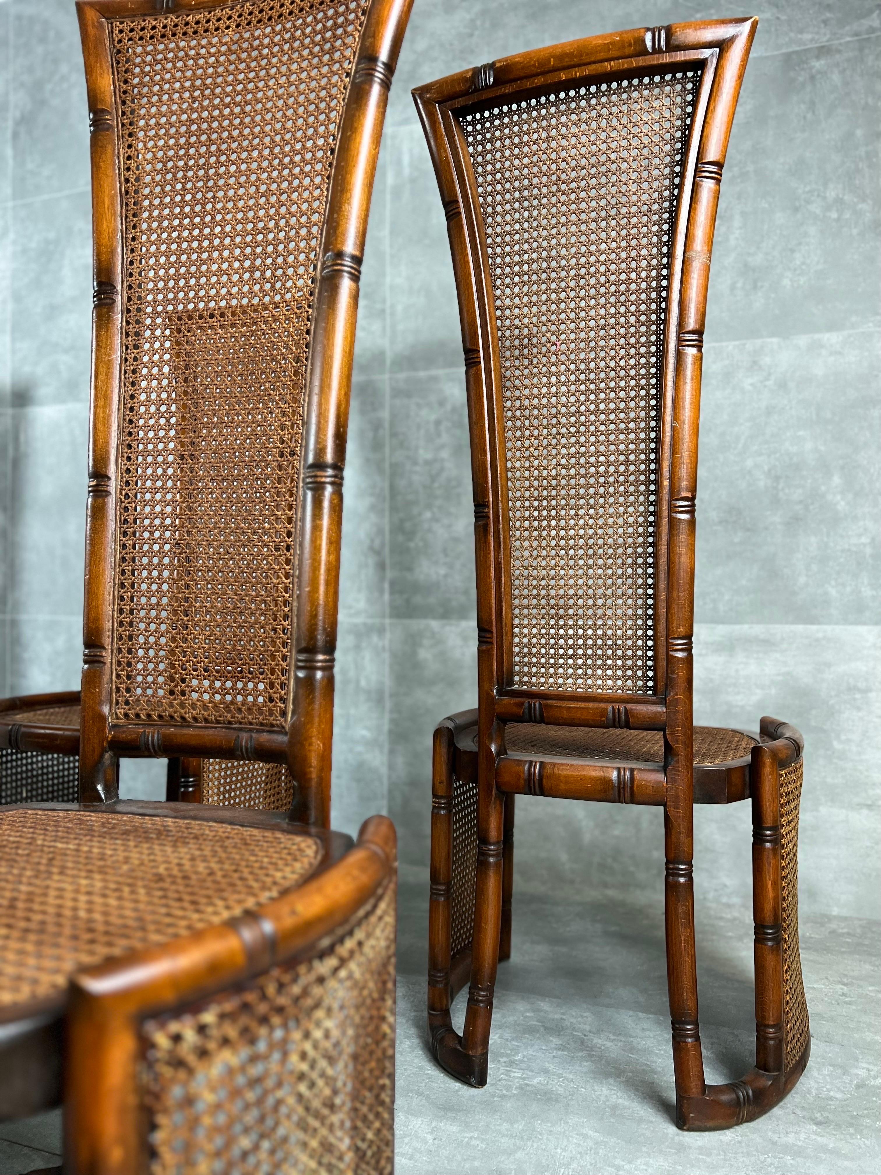 Wooden and Vienna Straw 1970s High Back Chairs by Marzio Cecchi, Set of 6 For Sale 5