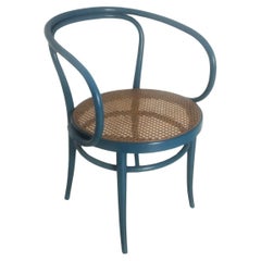 Wooden and Vienna straw Original Thonet chair in blue color 60s