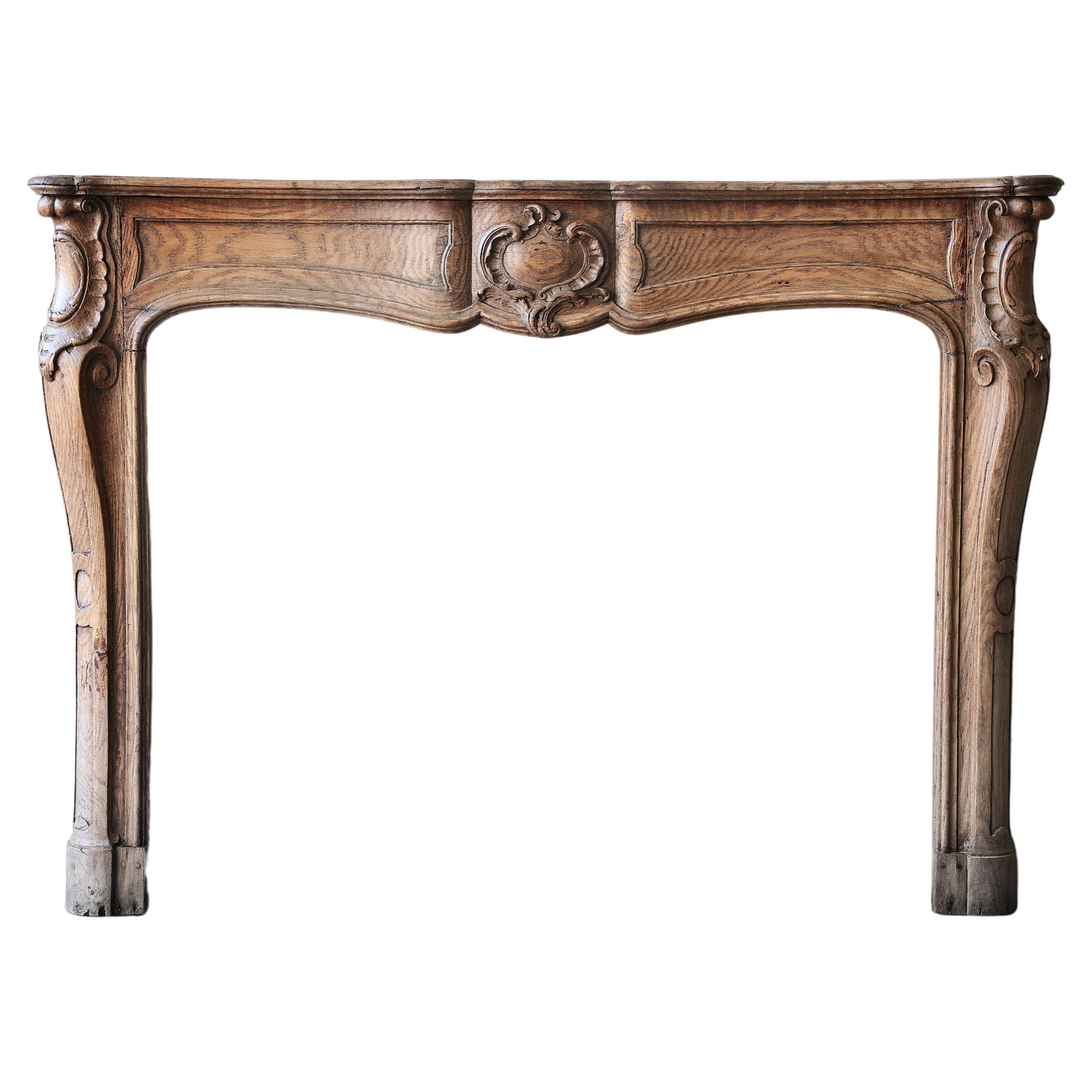 Antique Wood Fireplace Mantel  19th Century  Paris  Louis XV