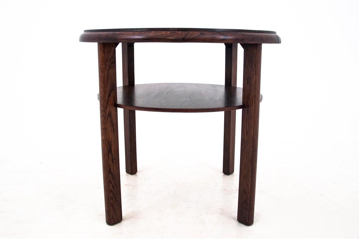 Wooden Antique Round Side Table 1930, After Renovation In Good Condition In Chorzów, PL