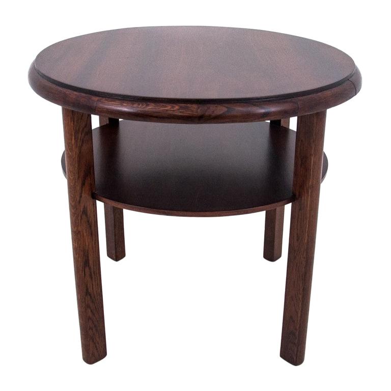 Wooden Antique Round Side Table 1930, After Renovation