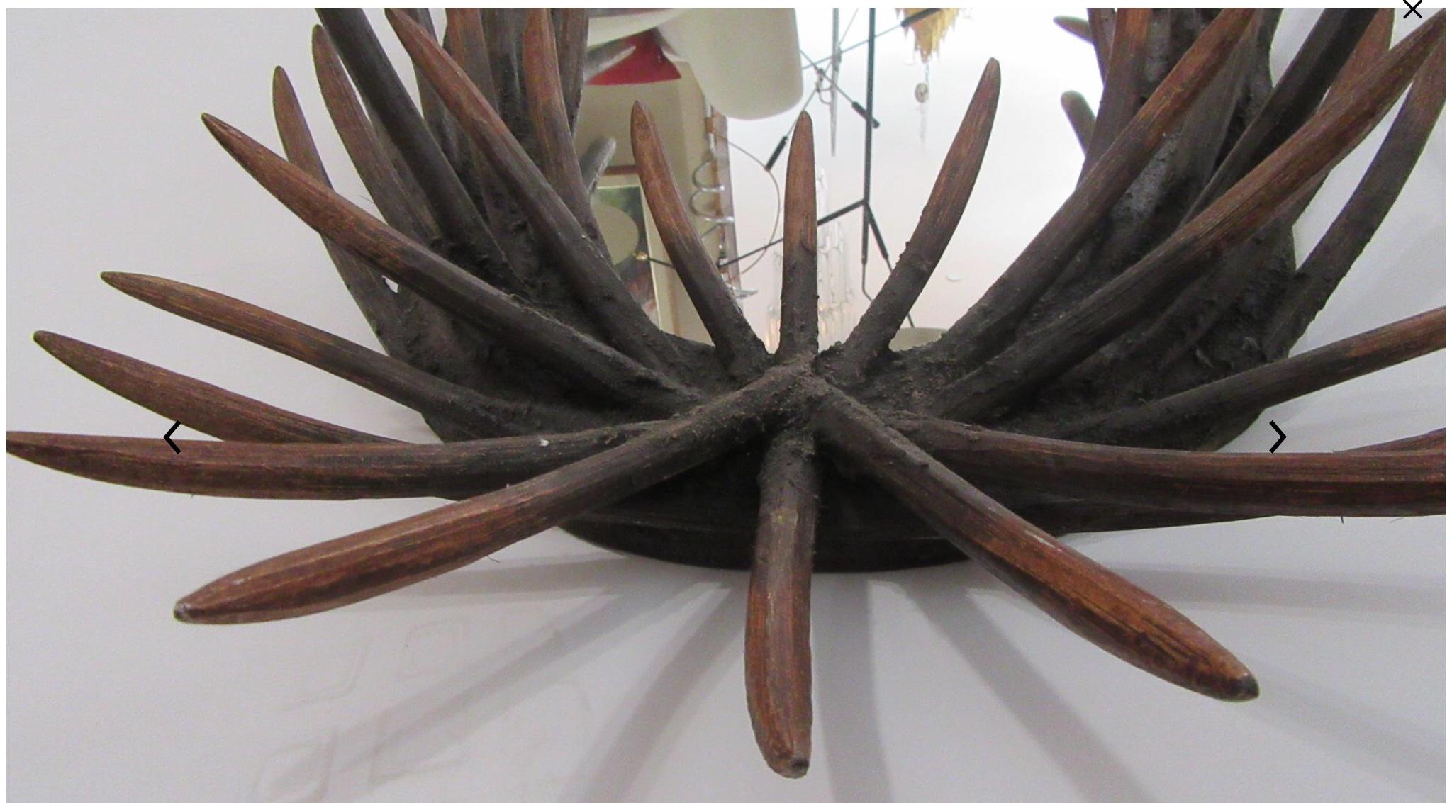 Mid-20th Century Wooden Antler Wall Mirror For Sale