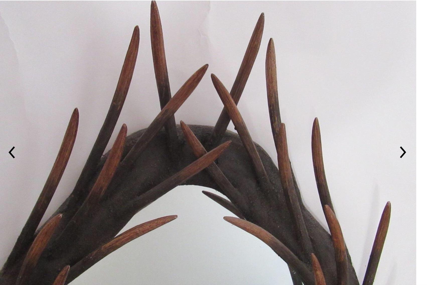 Wooden Antler Wall Mirror For Sale 1