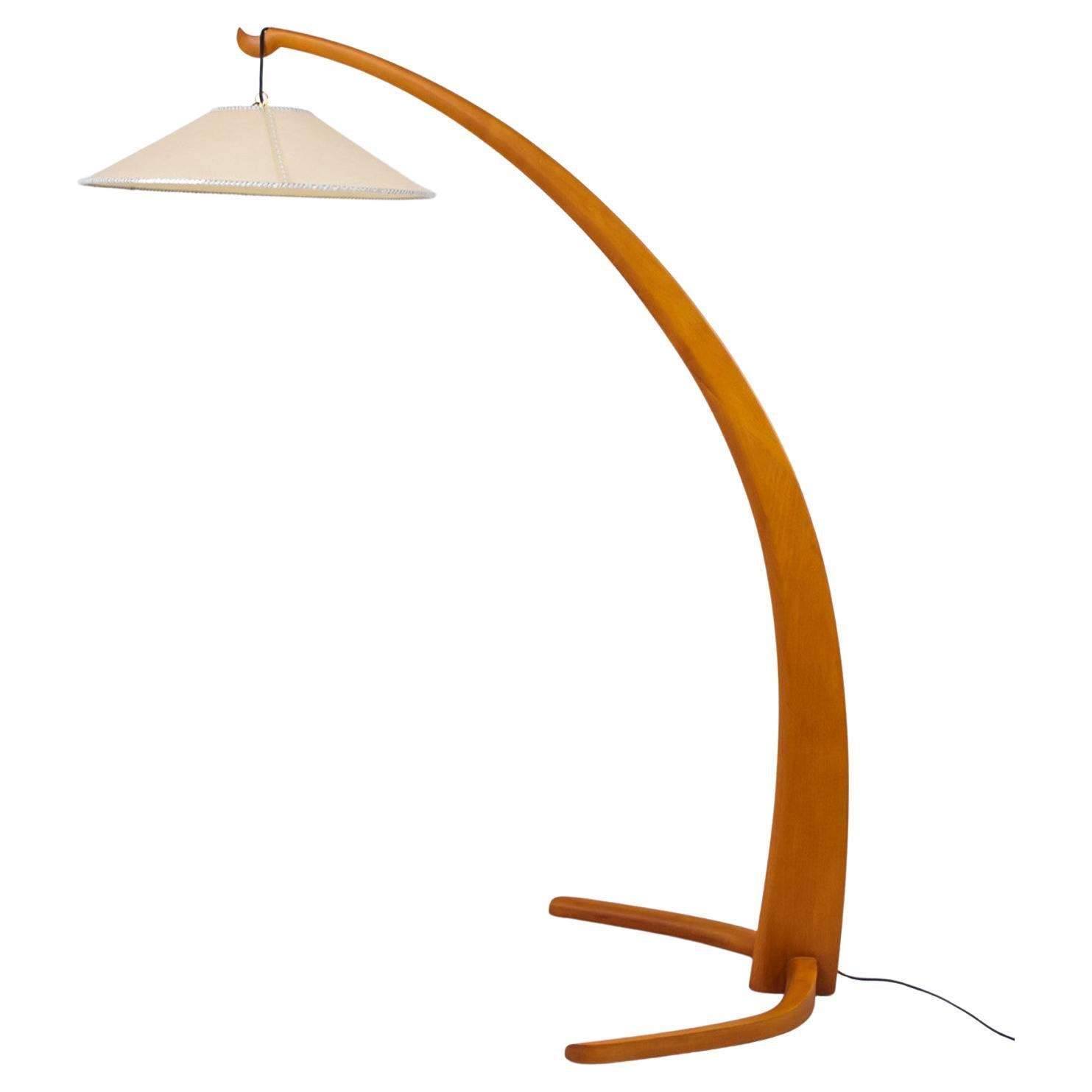 ARC, Curved Wooden LED Floor Lamp For Sale at 1stDibs curved wood floor lamp, curved wooden