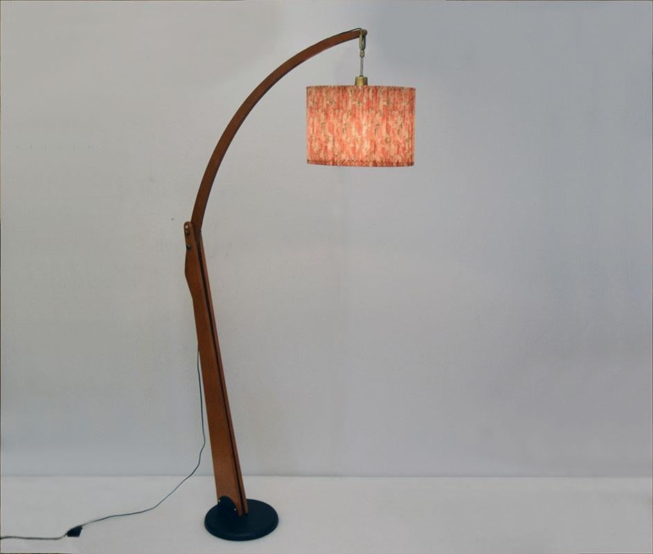 Mid-Century Modern Wooden arc lamp Italian production 1960s For Sale