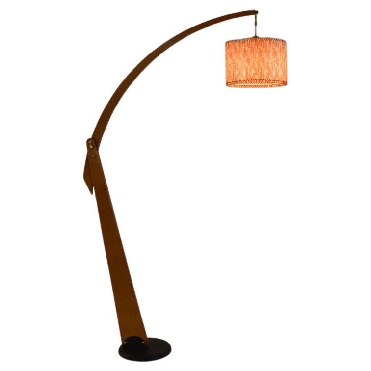 Wooden arc lamp Italian production 1960s