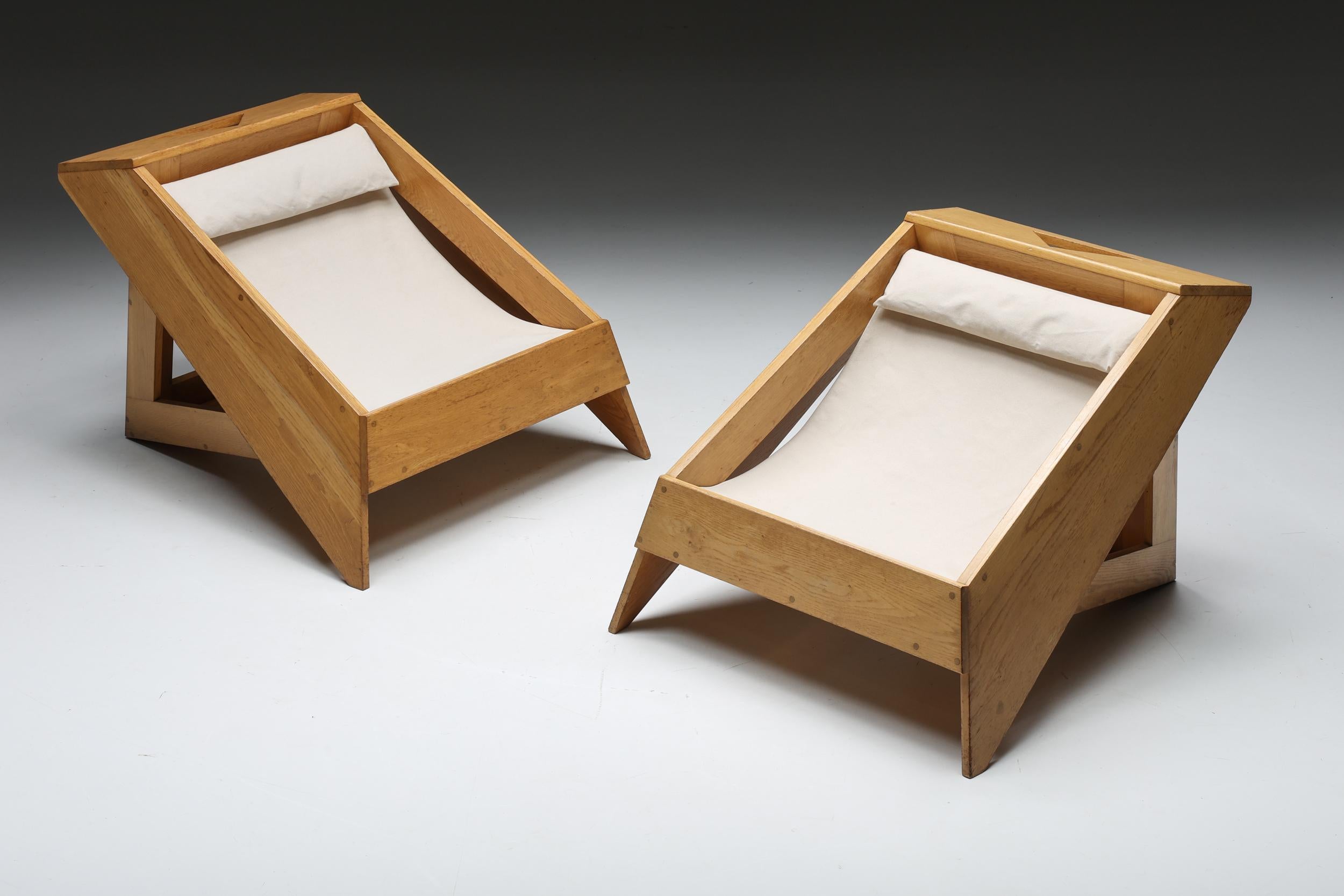 Architektonische Loungesessel aus Holz, Italien, 1960er Jahre (Moderne der Mitte des Jahrhunderts) im Angebot