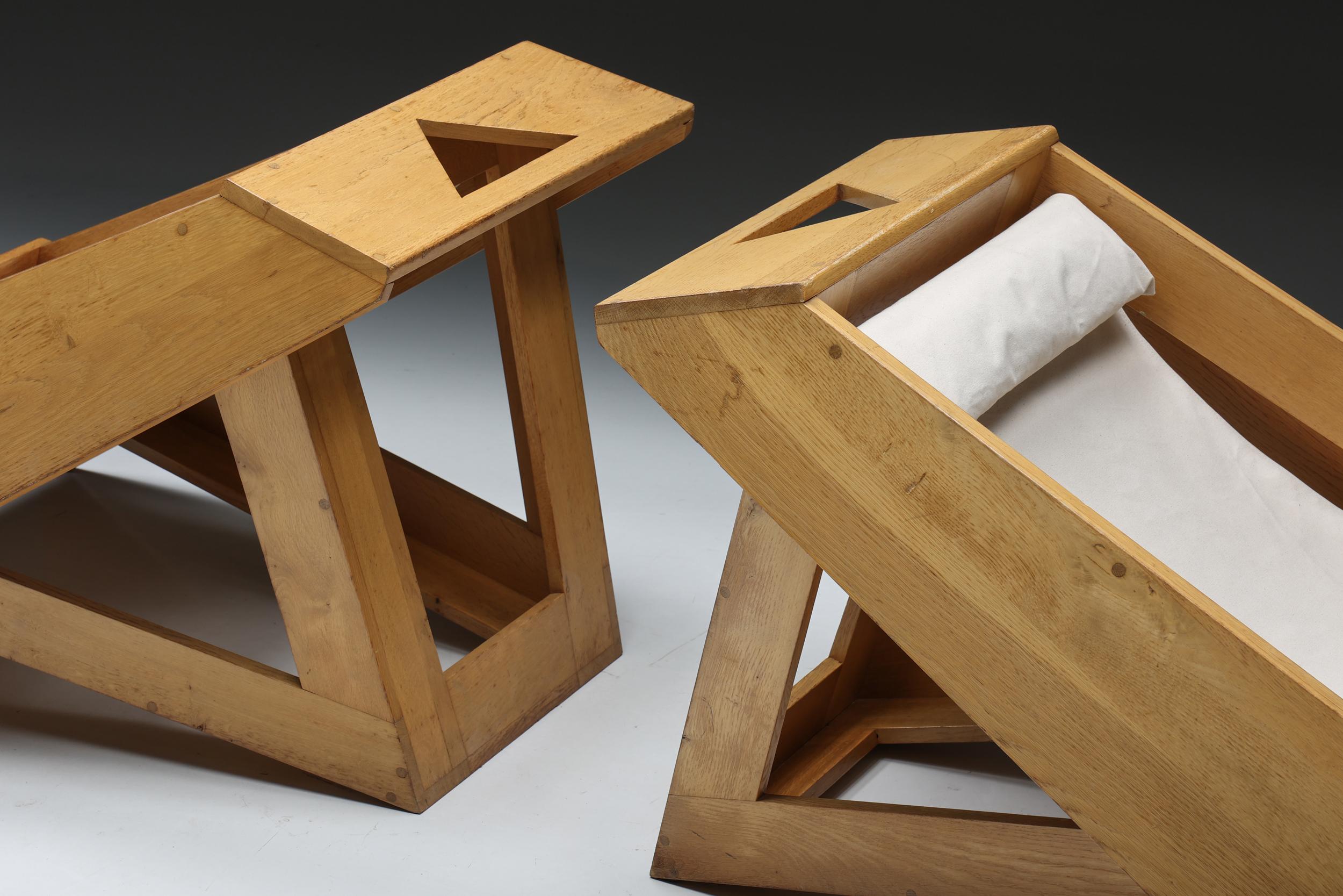 Italiano Sedie da salotto architettoniche in legno, Italia, anni '60 in vendita