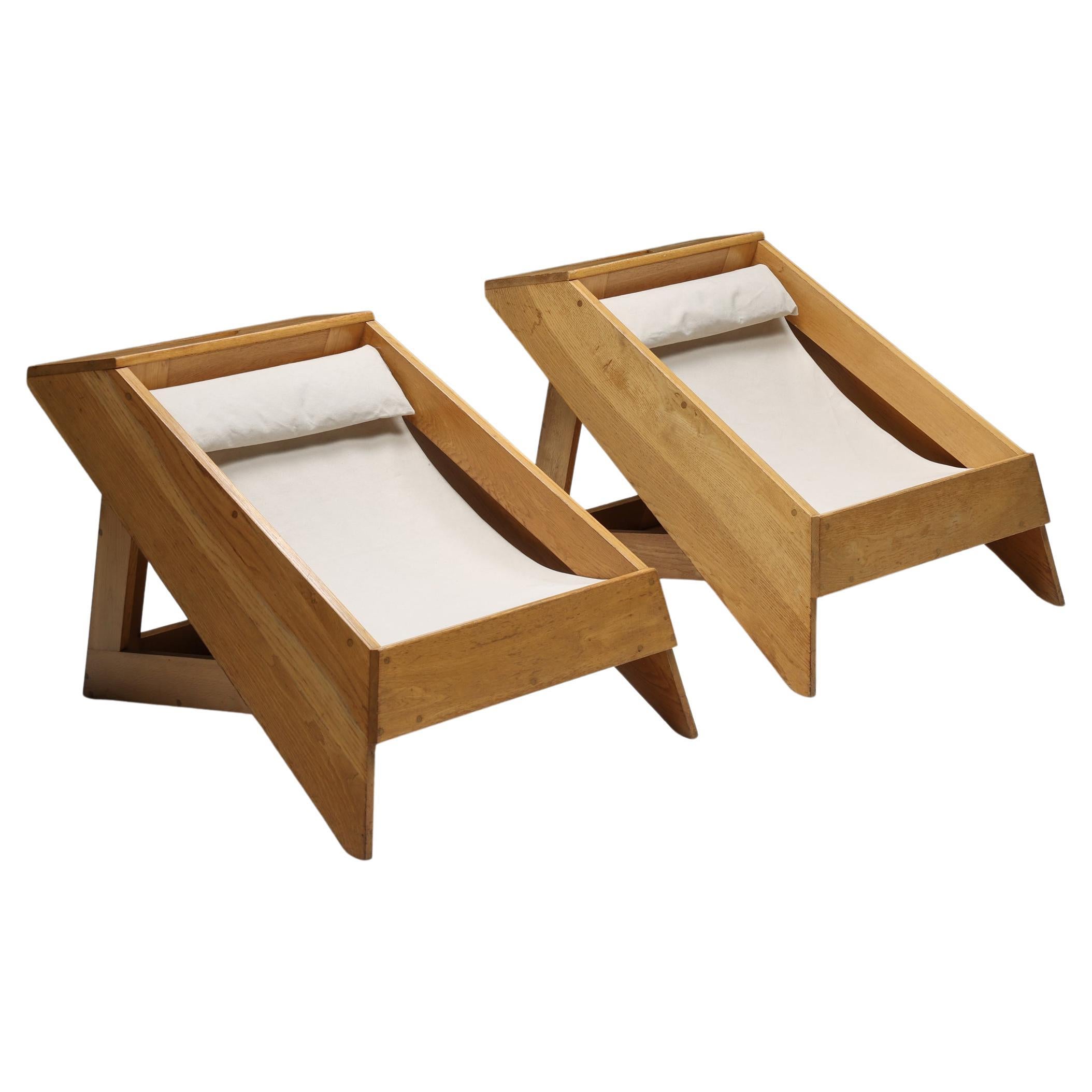 Wooden Architectural Lounge Chairs, Italy, 1960s For Sale