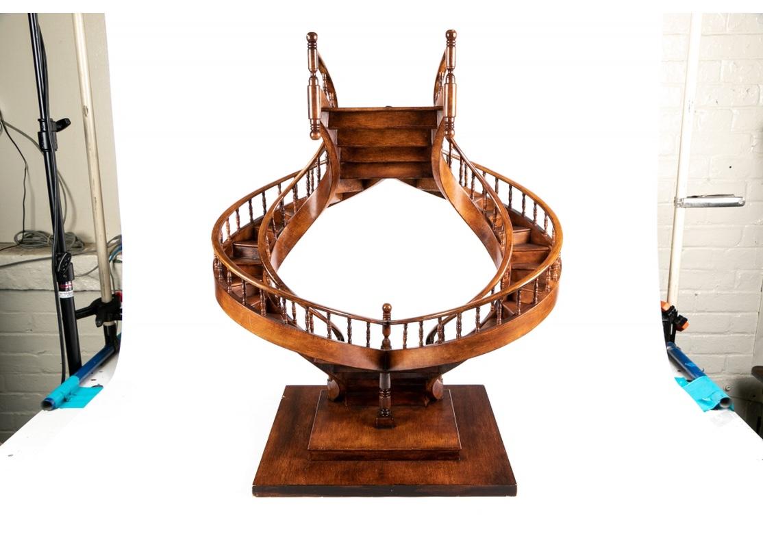 20th Century Wooden Architectural Model of a Double Spiral Staircase