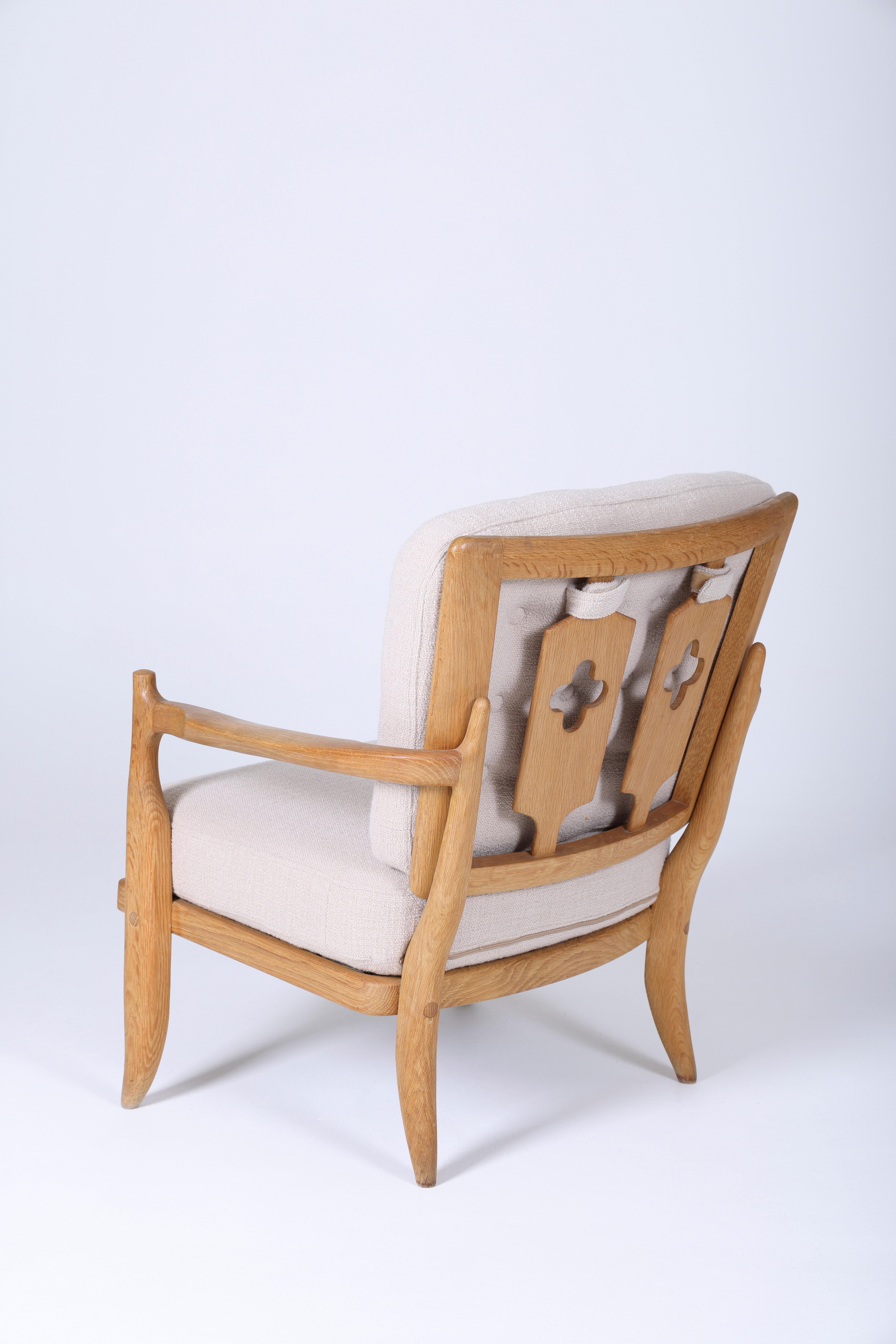 Oak Wooden armchair by Guillerme and Chambron