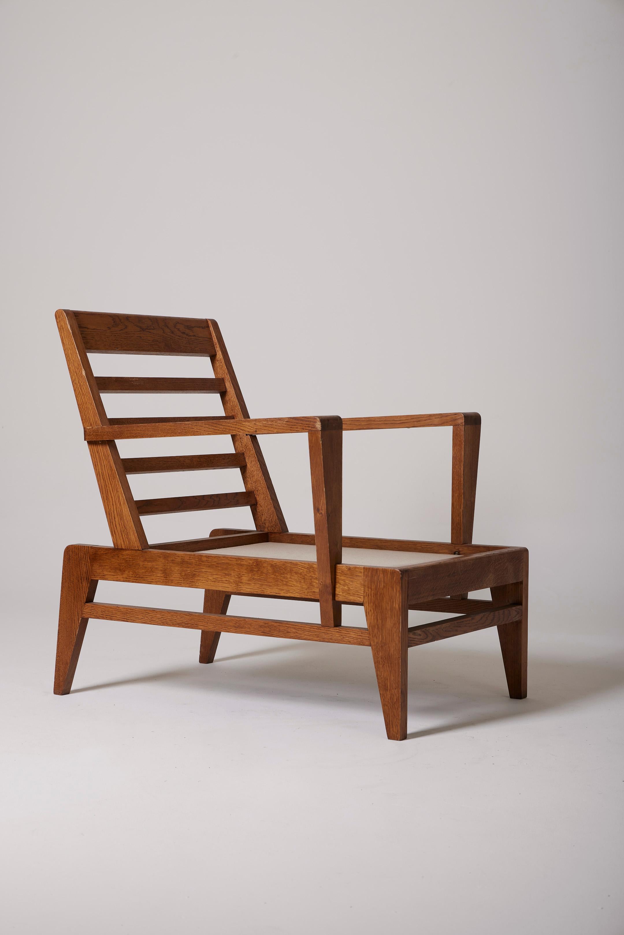 Wooden armchair by René Gabriel For Sale 5