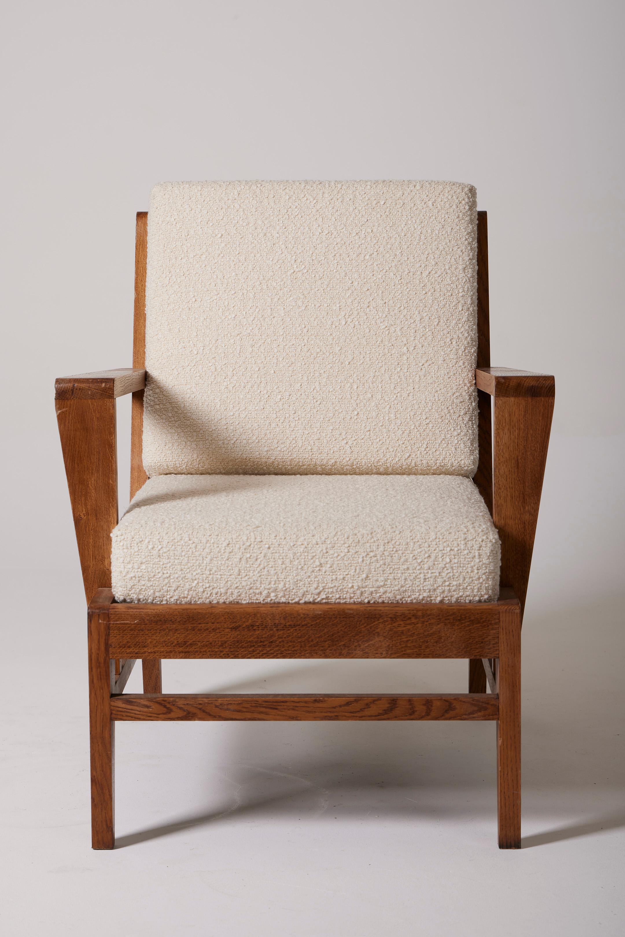 Wooden armchair by René Gabriel In Good Condition For Sale In PARIS, FR