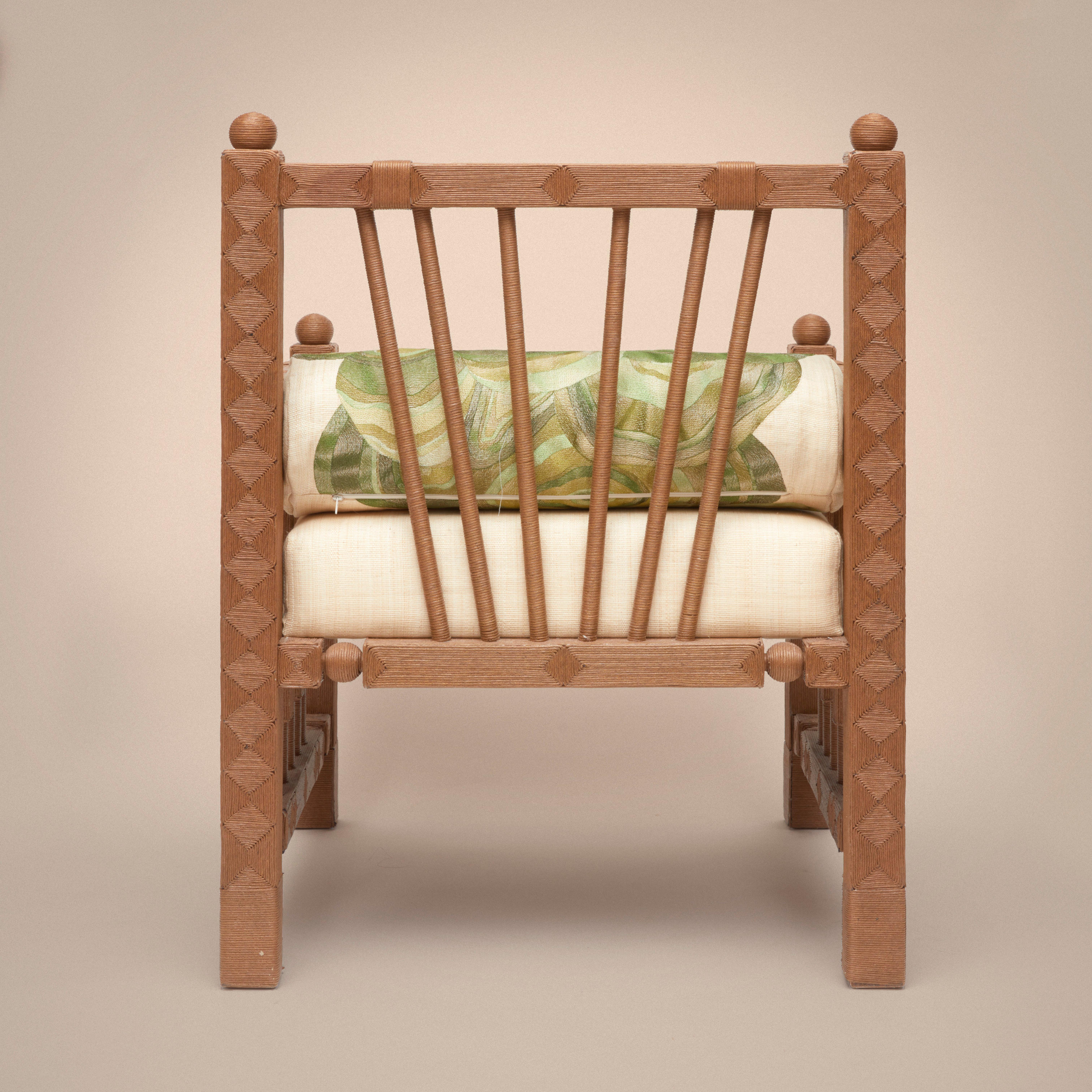 Other Wooden Armchair Covered with Ropes by Laura Gonzalez For Sale