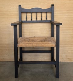 Wooden Armchair with Handwoven Seat