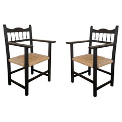Wooden Armchair with Handwoven Seat