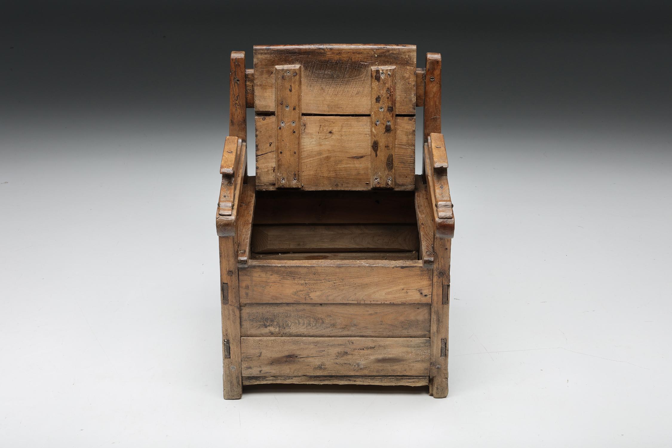 French Wooden Armchair With Storing Space, France, 1872 For Sale
