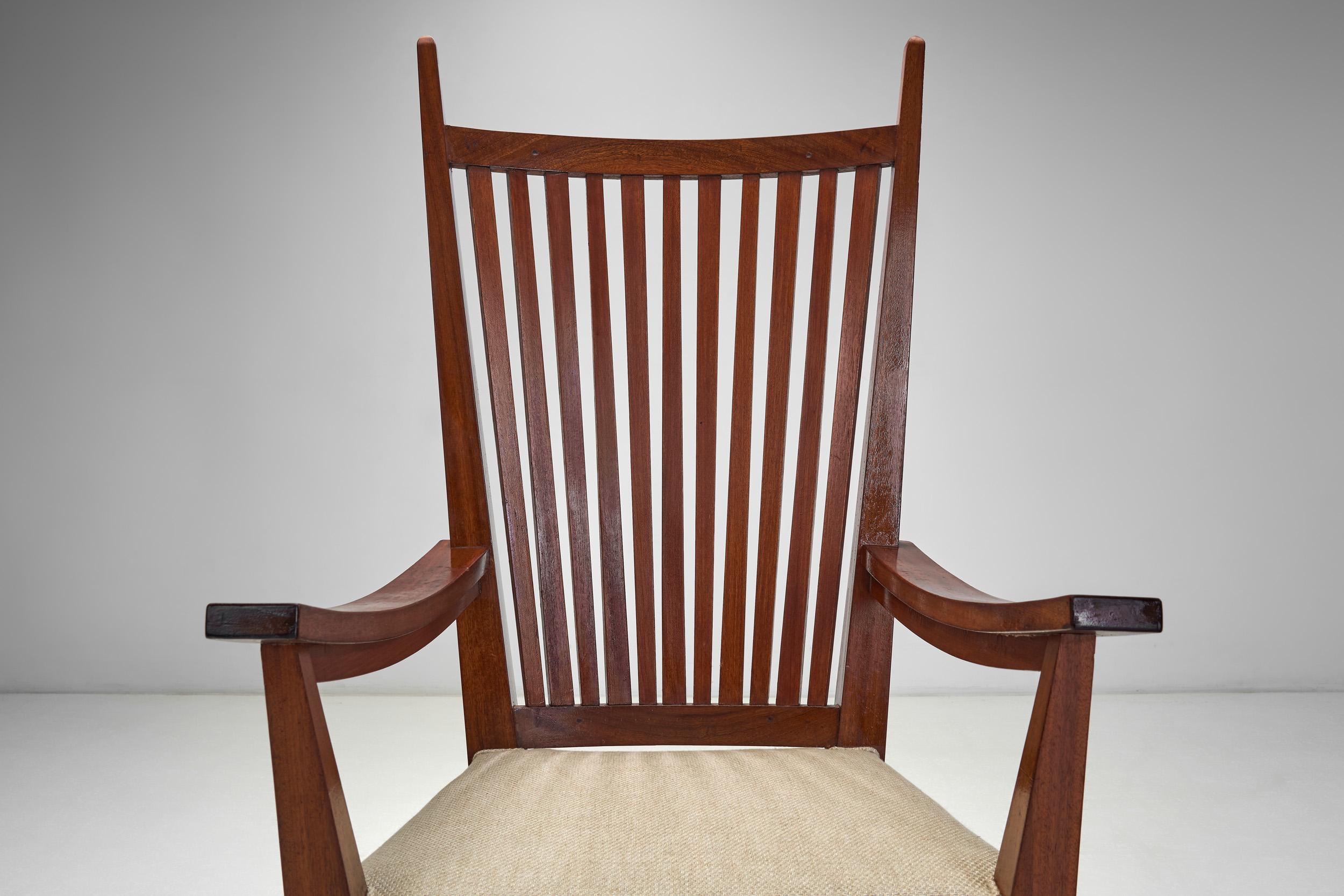 Wooden Armchair with Upholstered Seat by Bas van Pelt, The Netherlands 1940s For Sale 4