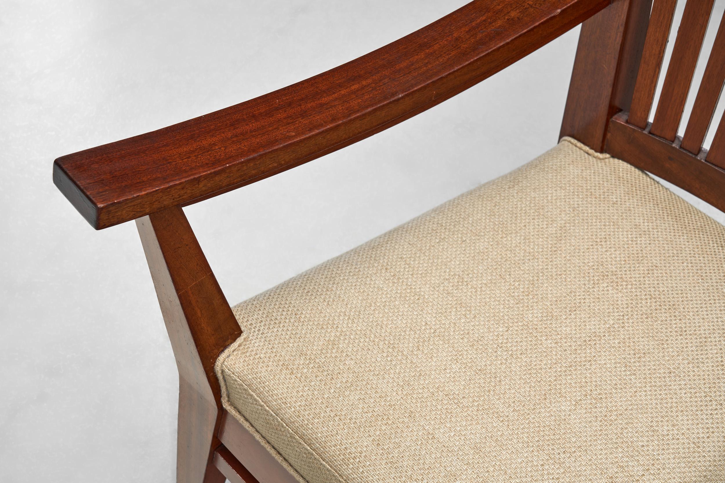 Wooden Armchair with Upholstered Seat by Bas van Pelt, The Netherlands 1940s For Sale 6