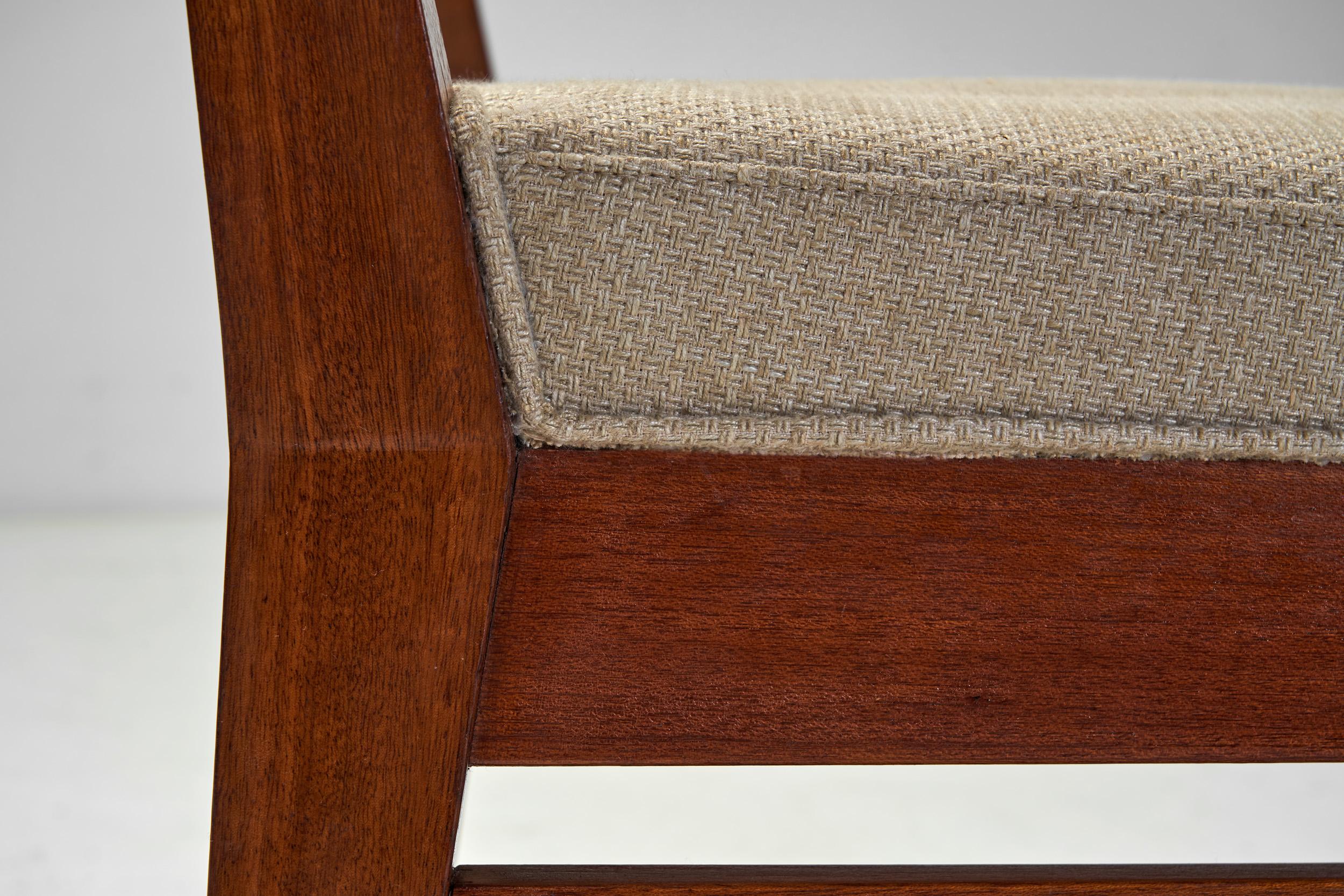 Wooden Armchair with Upholstered Seat by Bas van Pelt, The Netherlands 1940s For Sale 8