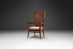 Sillón de madera con asiento tapizado de Bas Van Pelt, Países Bajos Década de 1940