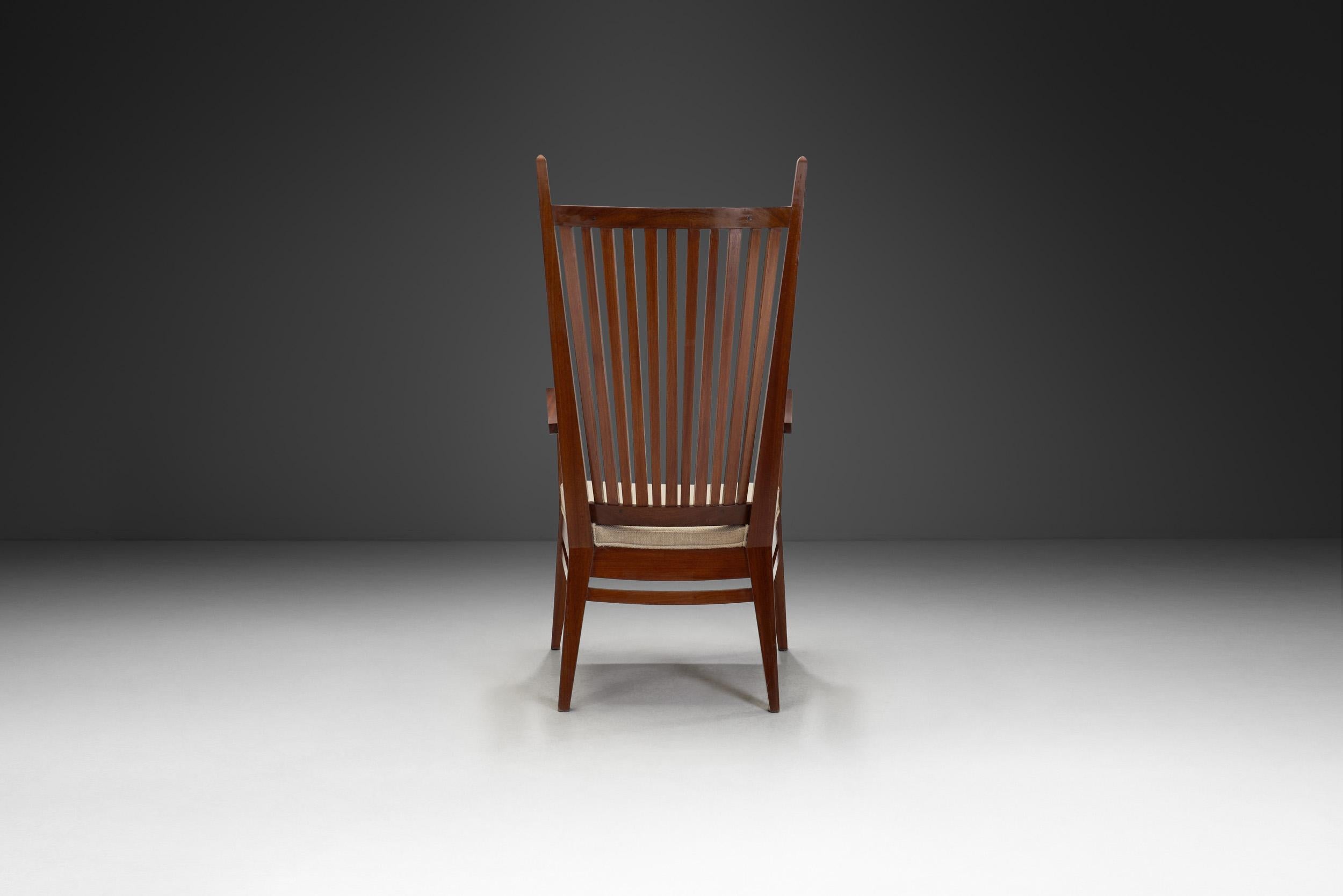 Dutch Wooden Armchair with Upholstered Seat by Bas van Pelt, The Netherlands 1940s For Sale