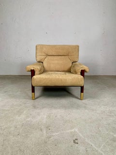 Fauteuil en bois avec revêtement en velours par Carlo De Carli, Sormani, années 1960, Italie