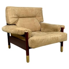 Wooden armchair with velvet upholstery by Carlo De Carli, Sormani, 1960s, Italy