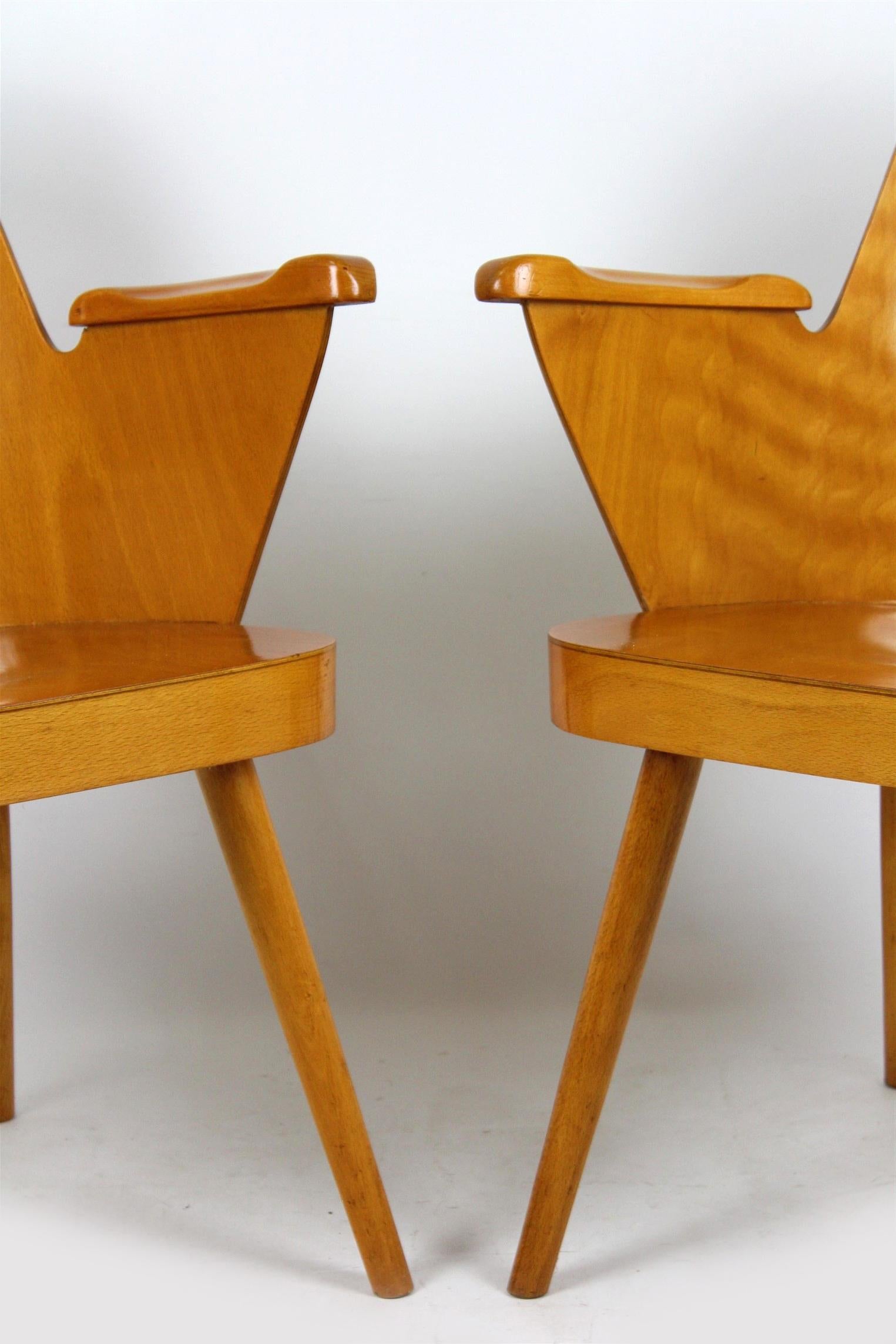 Wooden Armchairs by Lubomír Hofmann for Ton, 1961, Set of 2 3