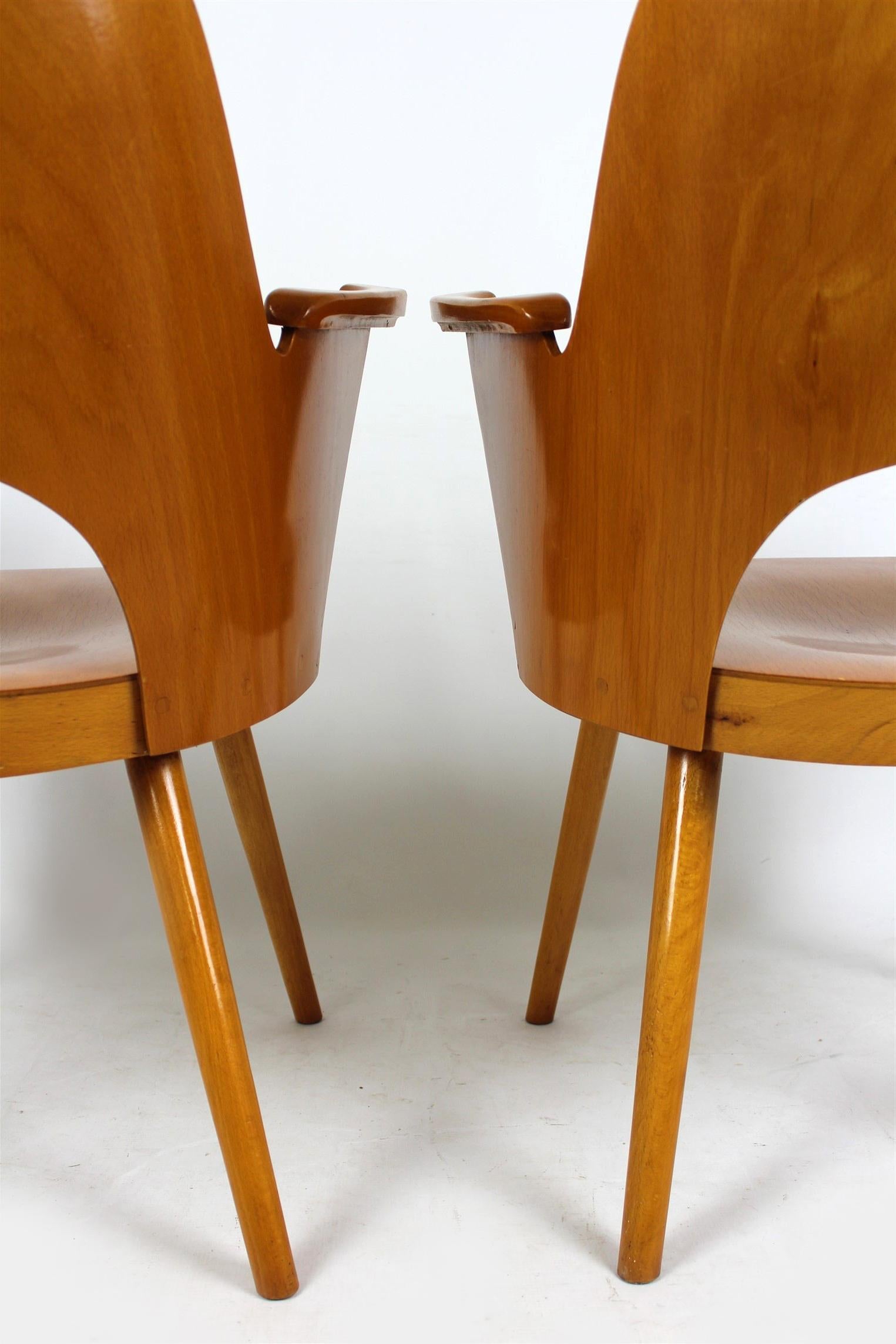 20th Century Wooden Armchairs by Lubomír Hofmann for Ton, 1961, Set of 2