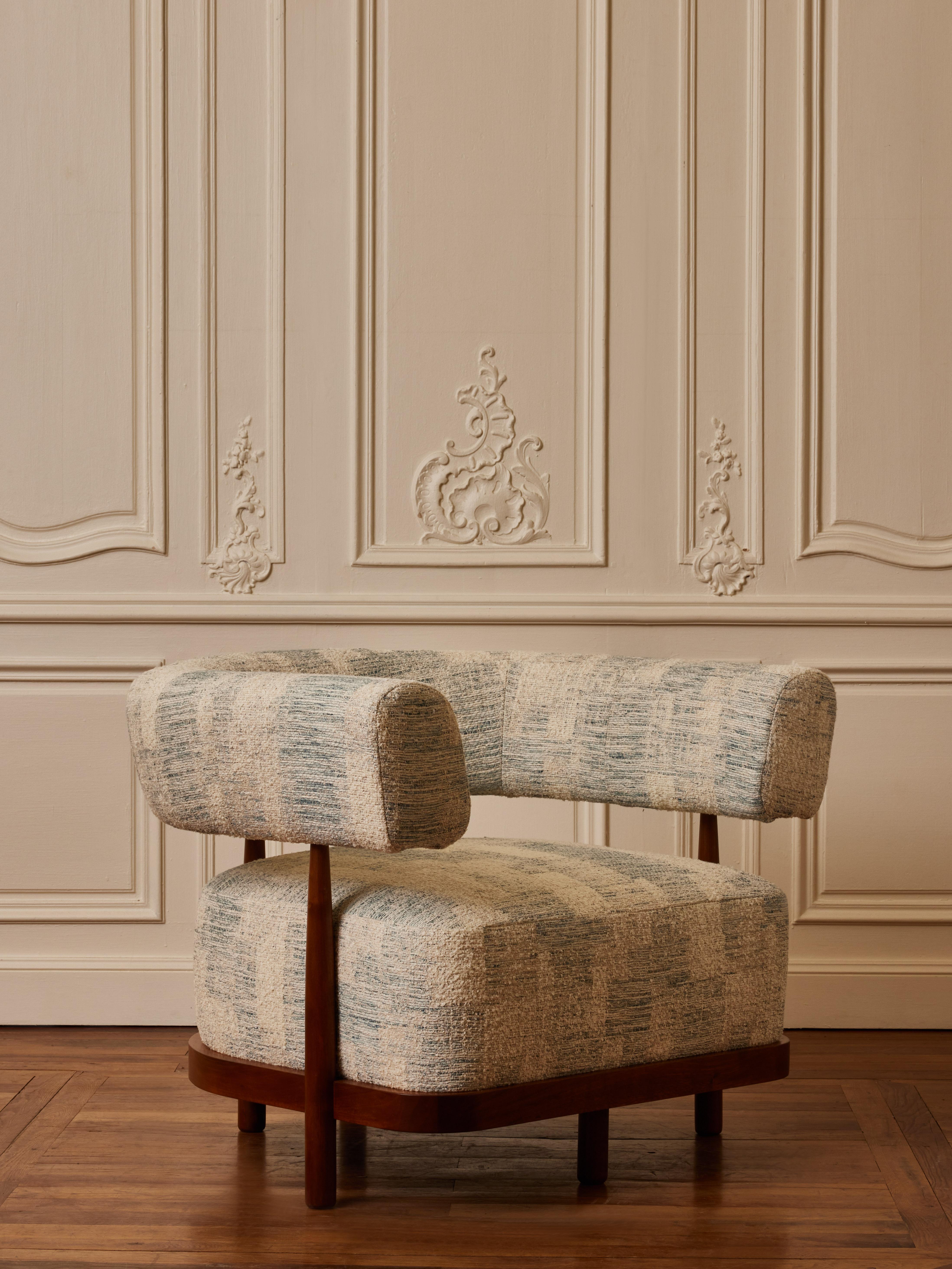 French Wooden armchairs by Studio Glustin For Sale
