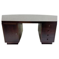 Used Wooden Art Deco Desk with Drawers, 1930s