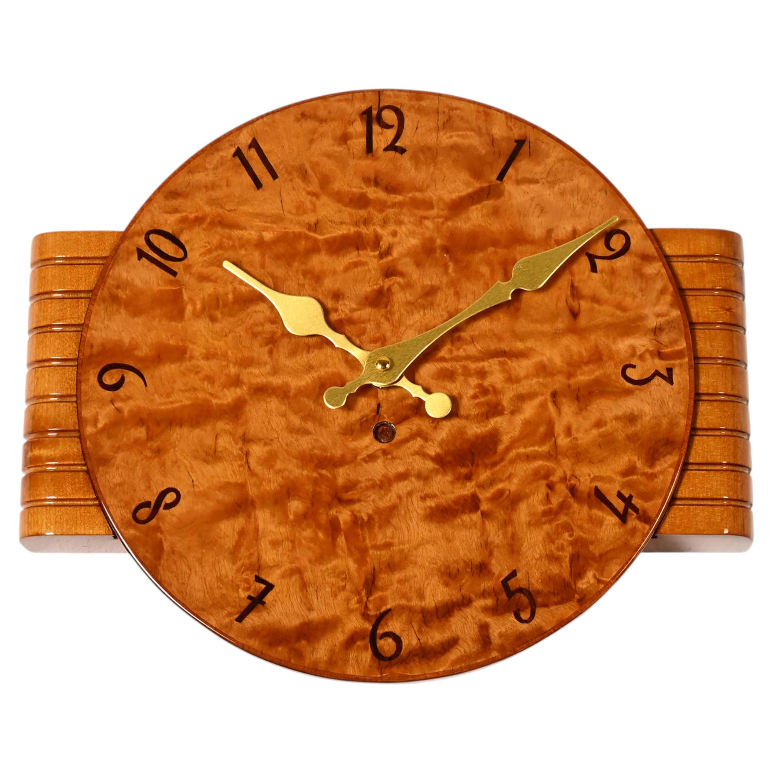 Wooden Art Deco Wall Clock