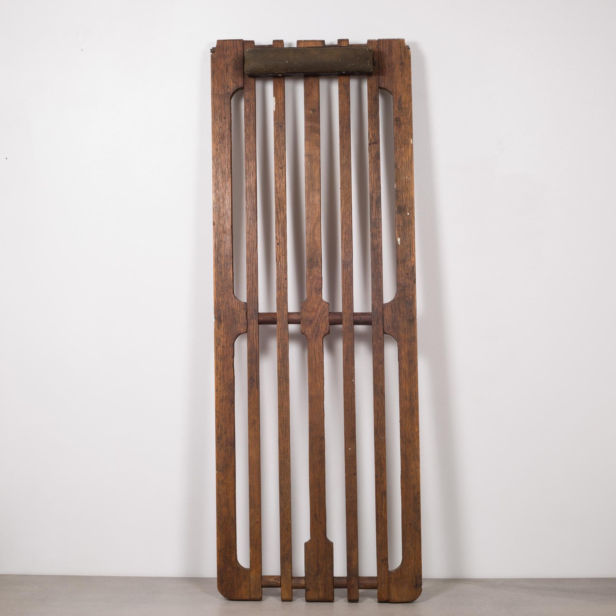 About

This is an original auto mechanic wooden creeper used to work underneath cars. The frame is made from American oak, it has a canvas headrest and ball bearing rollers. The creeper is structurally sound has retained its original finish and