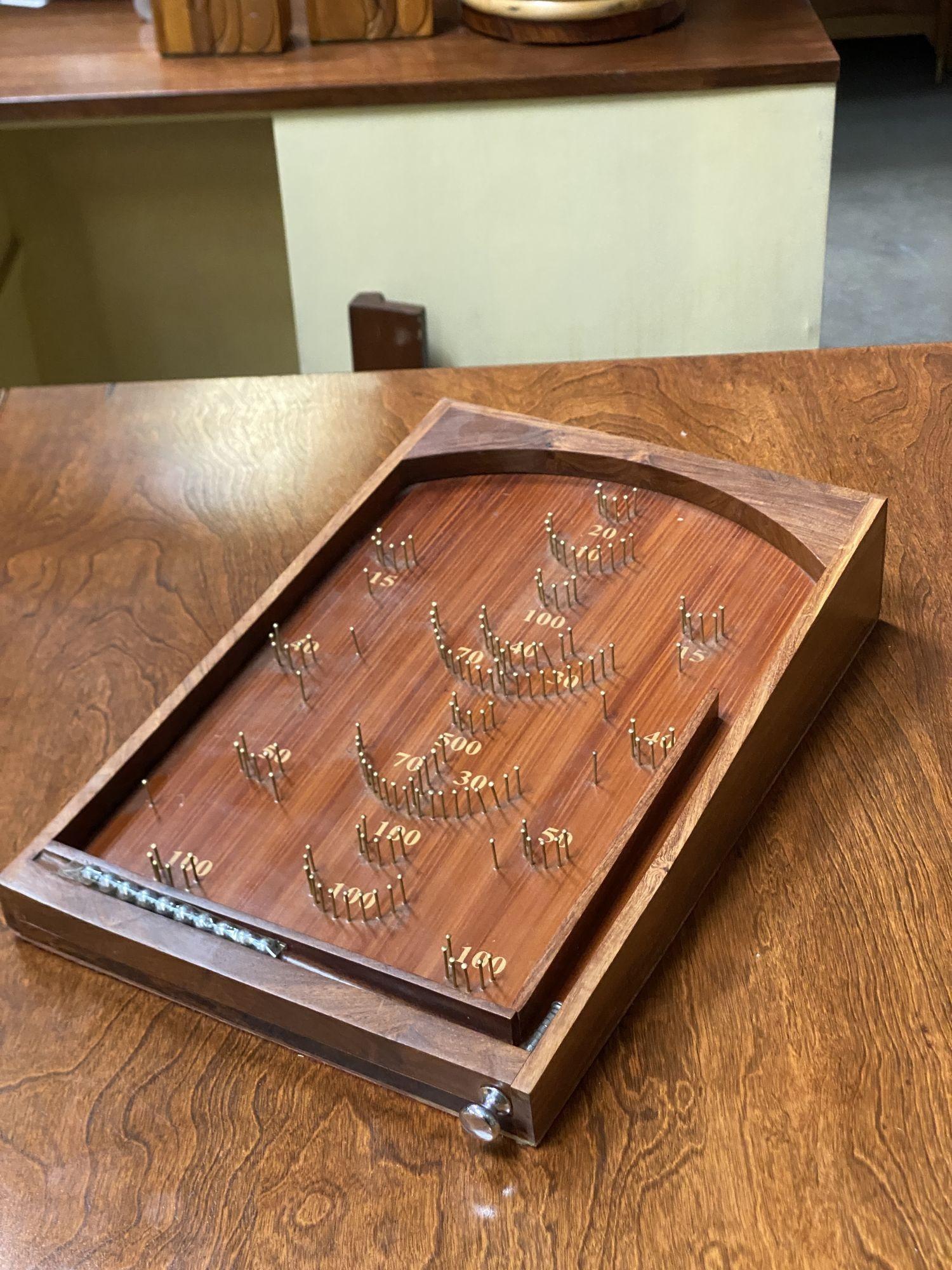 Wooden Bagatelle Table Top Game Pinball Game In Excellent Condition In Van Nuys, CA