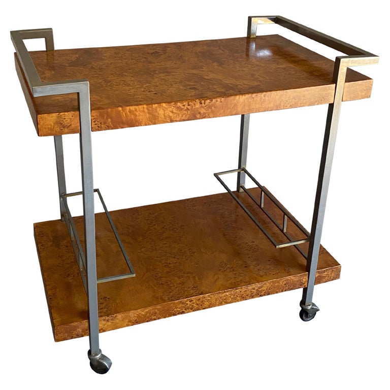 Art Deco Vintage Wooden Bar Cart For Sale at 1stDibs
