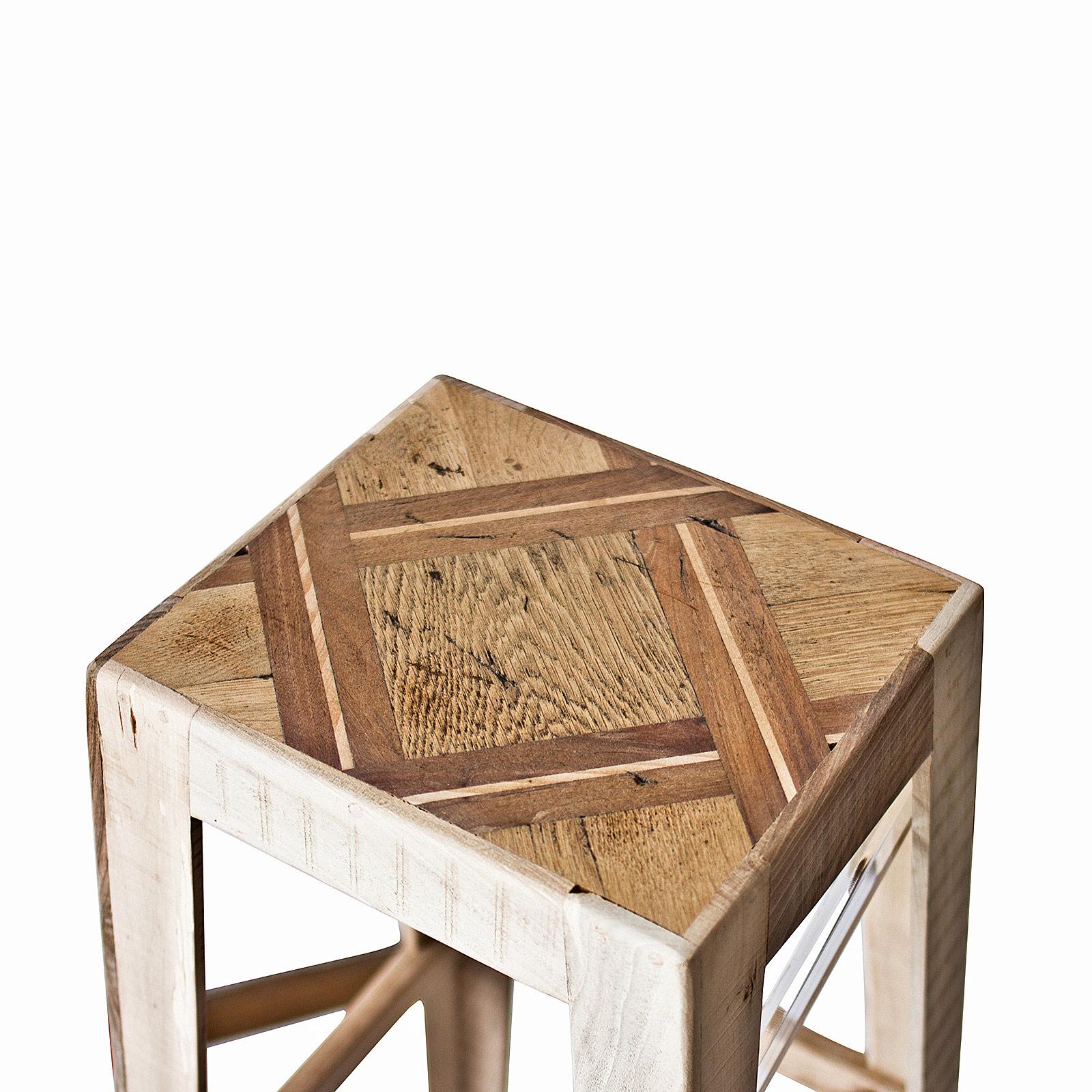 Modern Wooden Bar Stool in Handcrafted Elm by Hillsideout For Sale