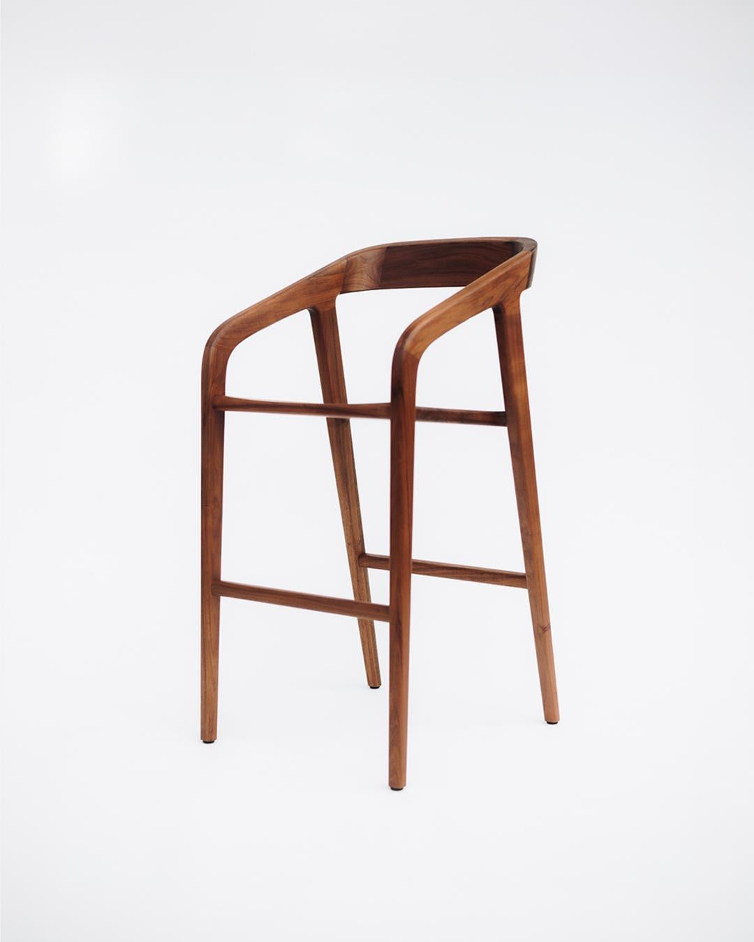Woodwork Contemporary Wooden Counter Stool in Mexican Hardwood – In Stock For Sale