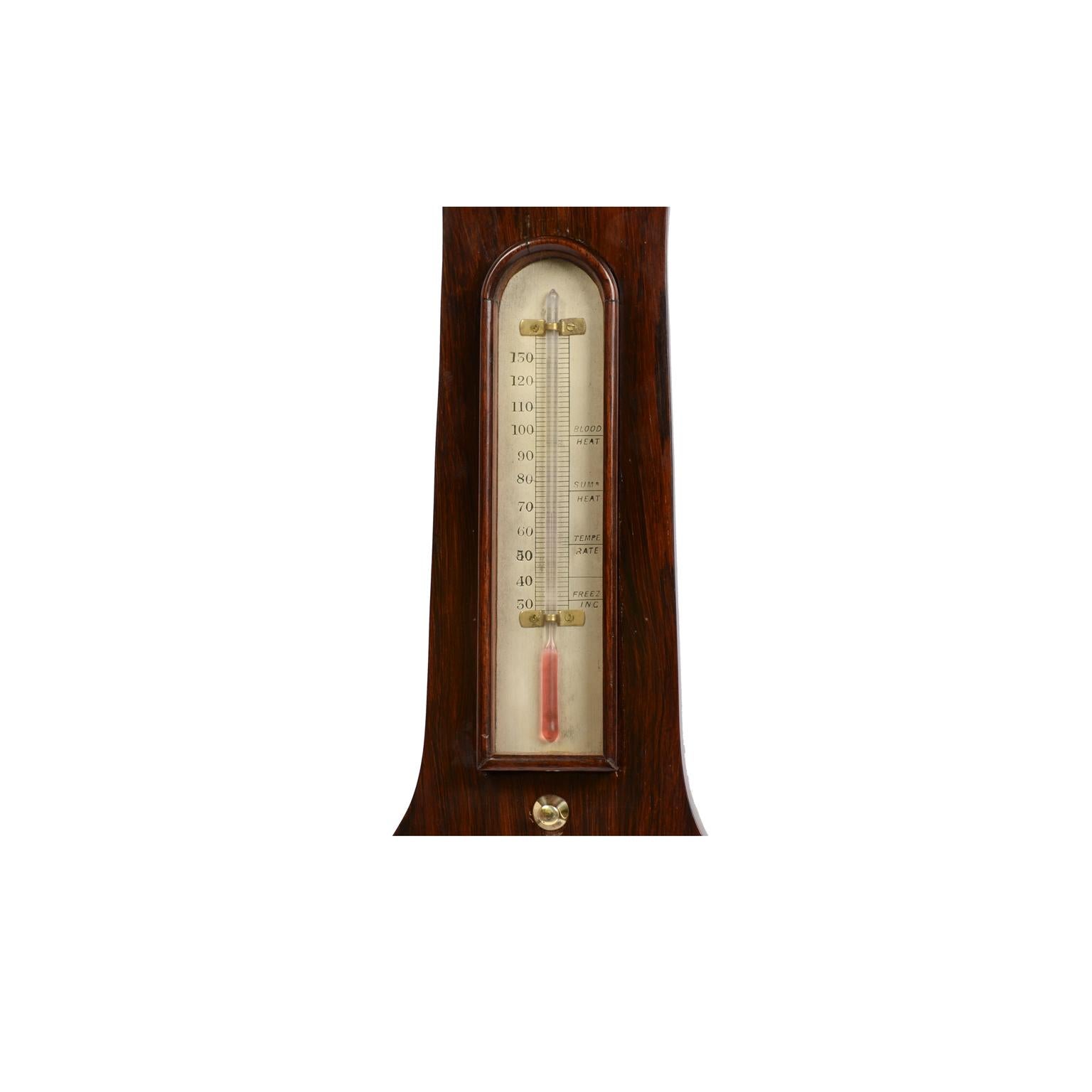 19th Century Wooden English Barometer Antique Forecast Weather Instrument For Sale 5