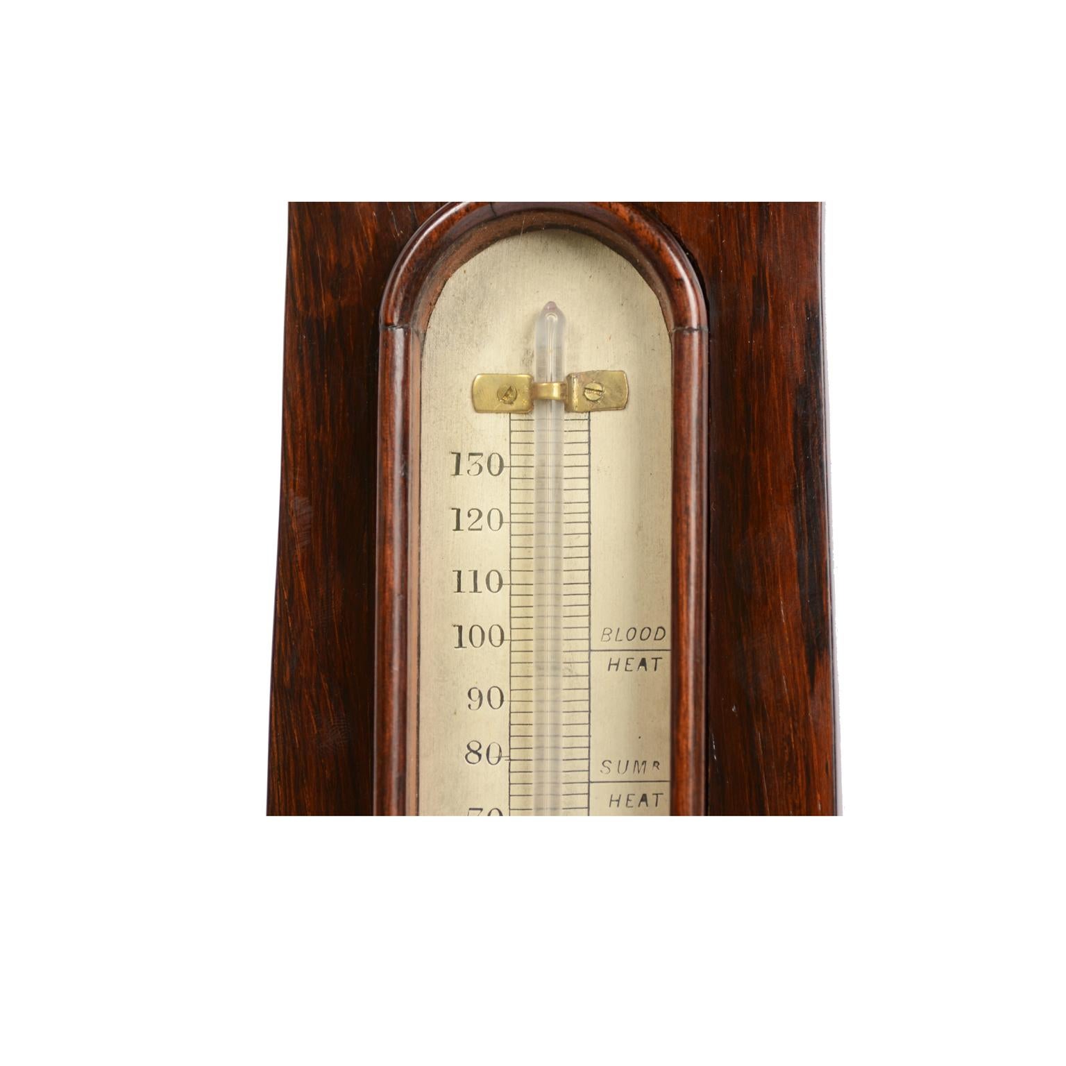 19th Century Wooden English Barometer Antique Forecast Weather Instrument For Sale 6