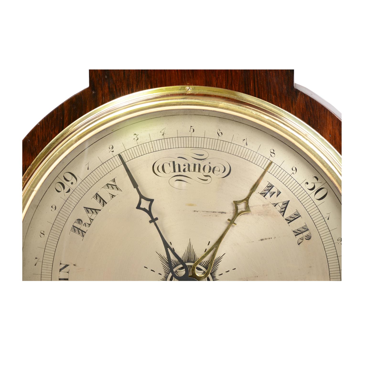 Englisches Barometer aus Holz, antik, Wetterinstrument mit Wettervorhersage, 19. Jahrhundert im Angebot 8
