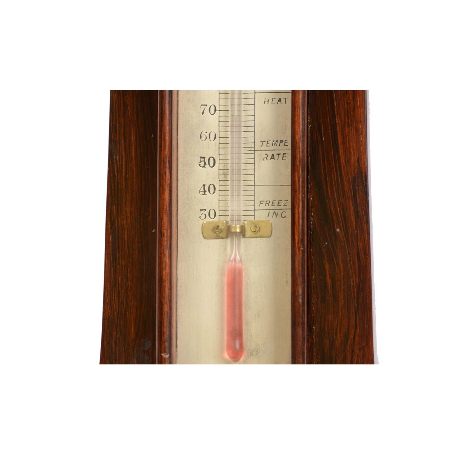 Englisches Barometer aus Holz, antik, Wetterinstrument mit Wettervorhersage, 19. Jahrhundert im Angebot 9