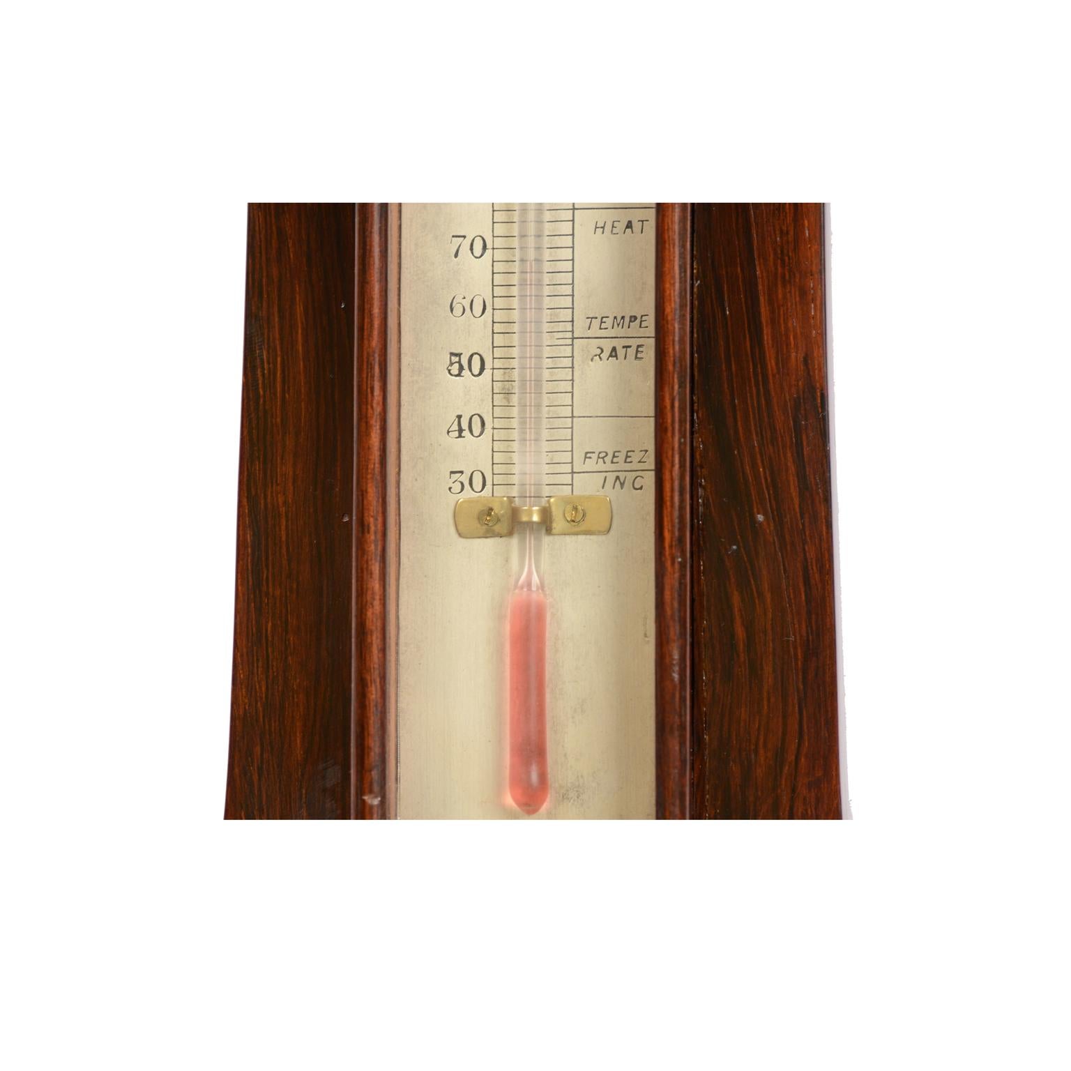 19th Century Wooden English Barometer Antique Forecast Weather Instrument For Sale 9