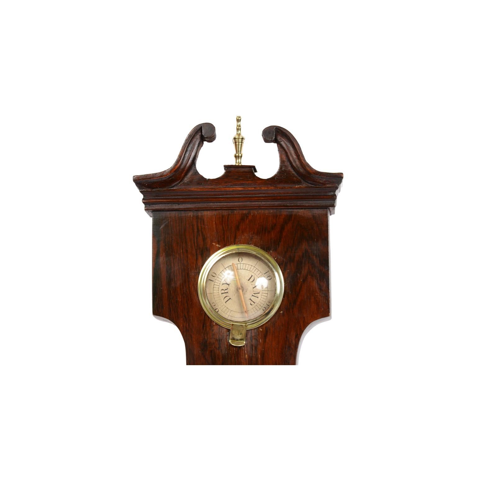 Englisches Barometer aus Holz, antik, Wetterinstrument mit Wettervorhersage, 19. Jahrhundert (Britisch) im Angebot