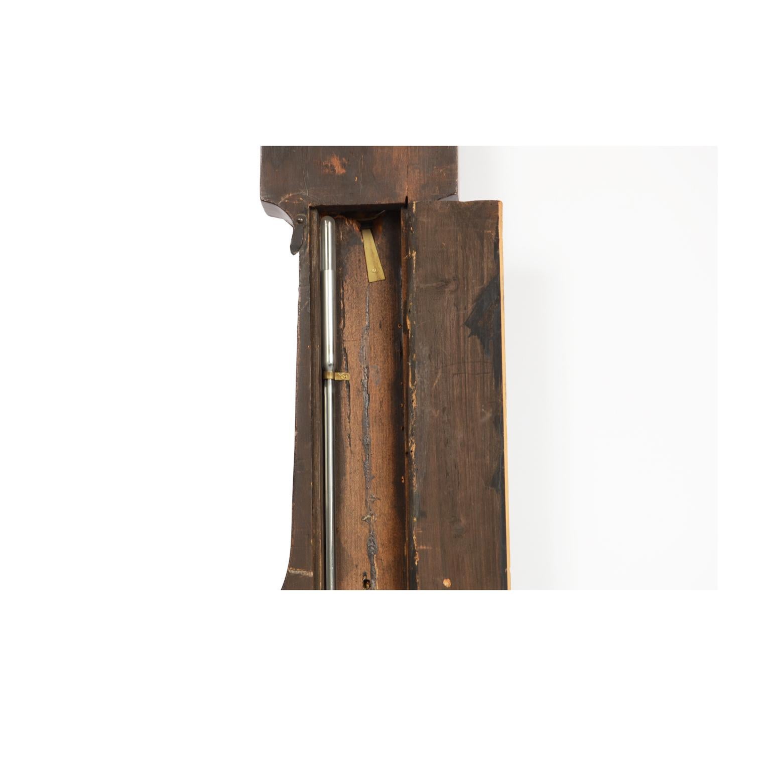 19th Century Wooden English Barometer Antique Forecast Weather Instrument In Good Condition For Sale In Milan, IT