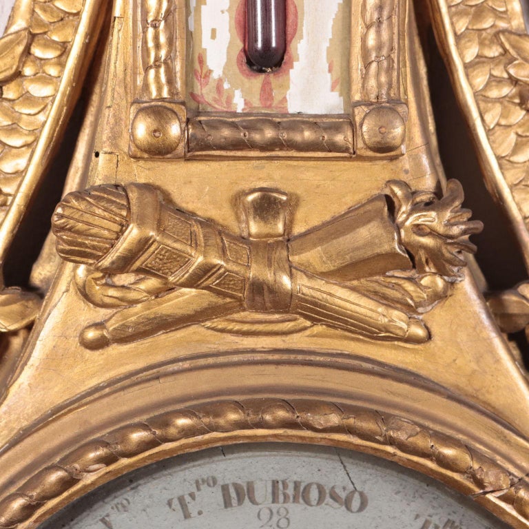 Wooden Barometer Italy 18th Century Fiorone Manufacture For Sale at 1stDibs
