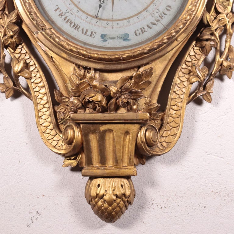 Wooden Barometer Italy 18th Century Fiorone Manufacture For Sale at 1stDibs