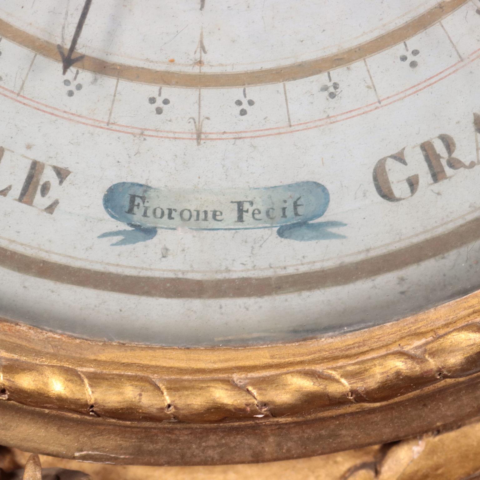 Wooden Barometer Italy 18th Century Fiorone Manufacture 7