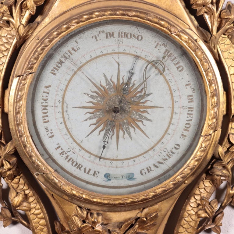 Wooden Barometer Italy 18th Century Fiorone Manufacture For Sale at 1stDibs